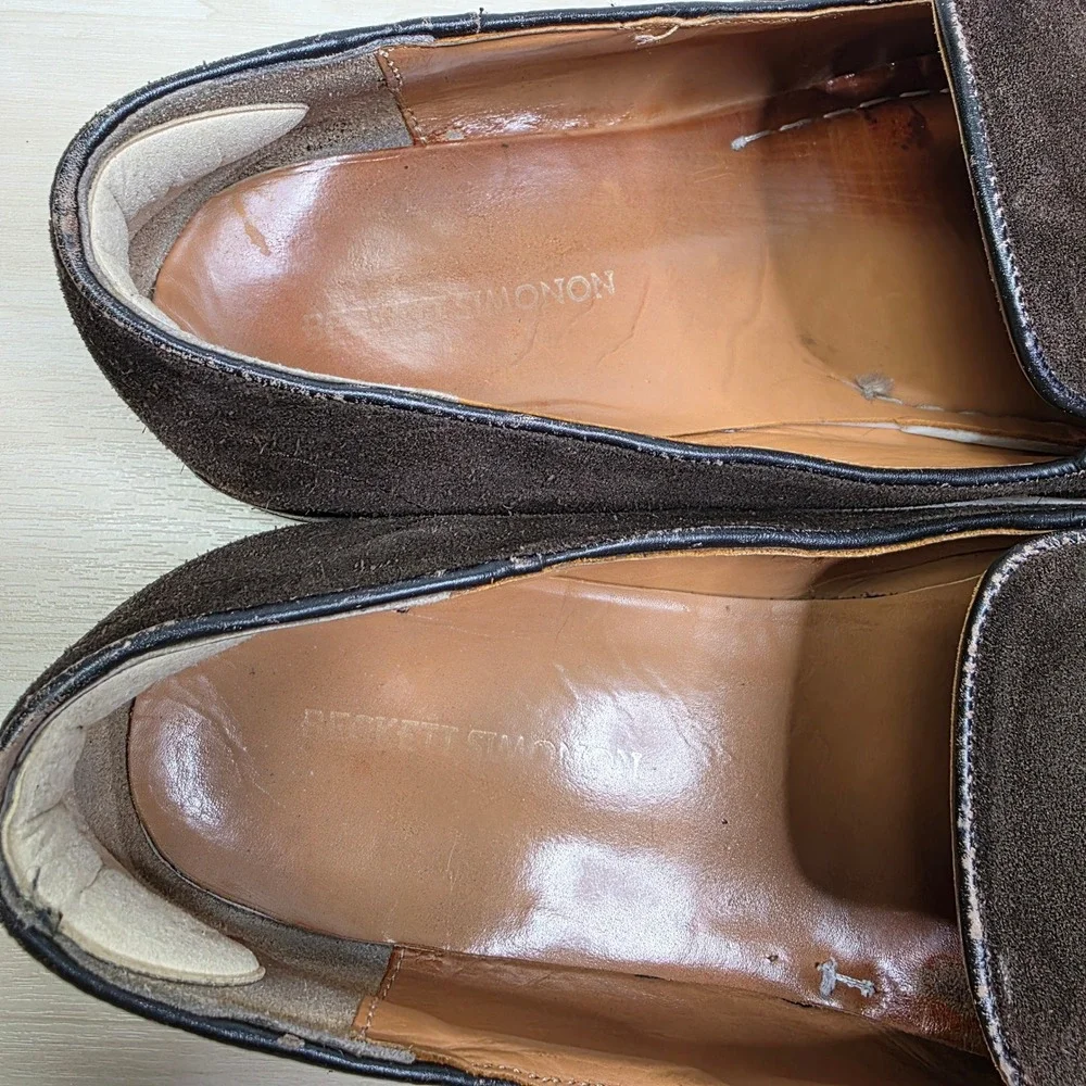 Beckett Simonon Mens Dark Brown Suede Tassel Loafers Dress Shoes Size 21